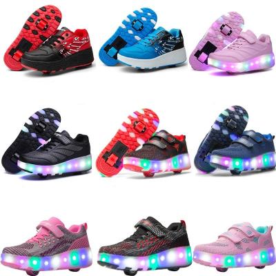 China USB Kids Rubber Filling Sneakers With Rollers Glowing Kids Sneakers With Wheels Kids Shoes Boys Girls Led Shoes for sale