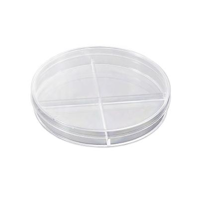 China Wholesale Custom Support Picosecond Round Conch Clear Petri Dish Plastic Stackable Lab 90x15mm Petri Dish 90x15mm Four Compartments for sale