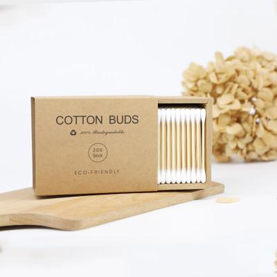 China medical cleaning & Eco-Friendly Cosmetic Bamboo Wooden Ear Swabs Cotton Remover Sticks Makeup Cotton Cleansing Bud for sale