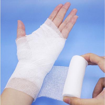 China Pure Cotton Threads Personal Care Soft Breathable Body Gauze Fixation Bandage Medical Absorbent Bandage for sale