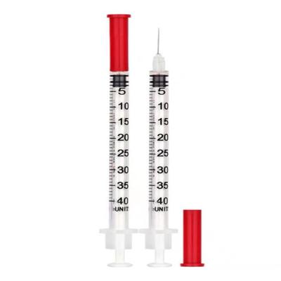 China Factory Wholesale 0.3ml PP Injection Device Factory Wholesale 0.3ml Disposable Medical PVC Insulinsyringe Safety Sterile Colored Syringe With Needle for sale