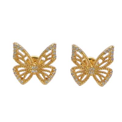 China 2022 Romantic Sophisticated High Fashion Butterfly Jewelry Women's Trendy 18k Gold Plated Sterling Silver Earrings Minimalist for sale