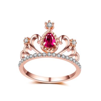 China 2022 romantic new Korean style plated Diamond Court Luxury Wedding creative pink red crown fine jewelry for sale