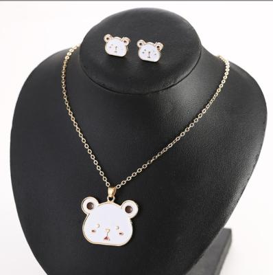 China Cute Cartoon Children Gold Animal Stainless Steel Gold Plated Body Chain Terry Beautiful Fashion Bear Jewelry Sets for sale