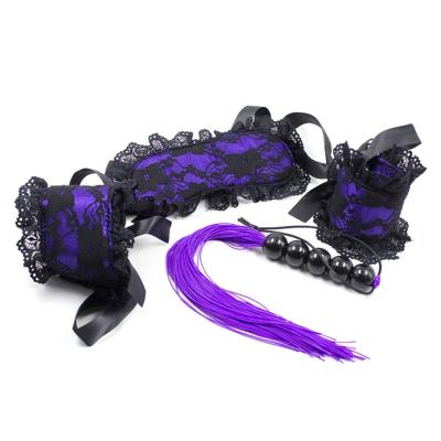 China Happy To Burst Lace Handcuffs Ankle Slap Correction Whip Sex Game SM Products For Unisex for sale