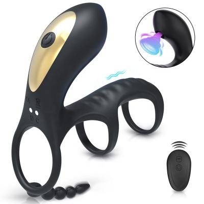 China Cool To Ring Remote Control Waterproof Men's Vibration Three Section Radio Explosion Ring Vibration Backyard Masturbator Fun Sucking Toy for sale