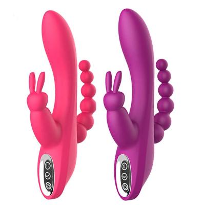 China Cool to explosion Three head vibrating G-spot teasing vaginal vestibule vibrating massage female interest masturbation vibrator for sale