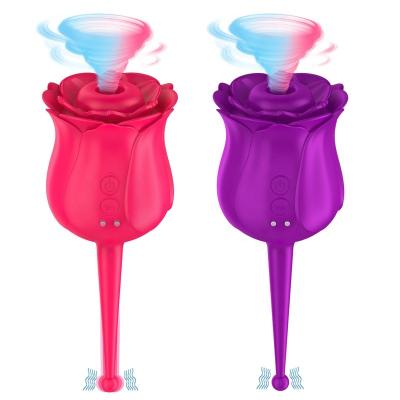 China Cool To Explosion Spot Supply Rose Flower Shape Nipple Clitoral Sucking Suction Sucker Vibrator For Sex Toys Women for sale