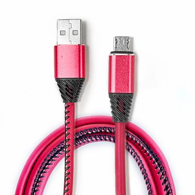 Cina For Android Leather Line Mobile Phone USB PU Data Cable Leather Case Charging Cable in vendita