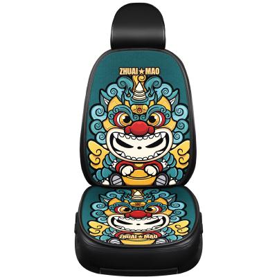 China Costom 7pcs Breathable Accessories PU Leather Cotton Fabric Set Four Seasons Cartoon Using Car Cushion Design China-chic New Car Seat Cover for sale