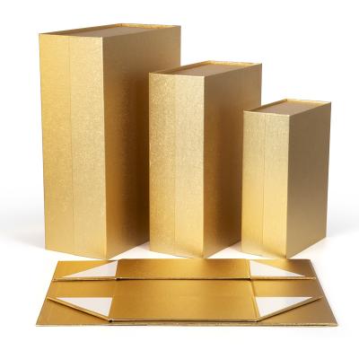 China Recycled Materials Metallic Gold Magnetic Folding Box Packaging Mini Paper Folding Boxes Hot Stamping Aluminum Cardboard Gift Box for sale