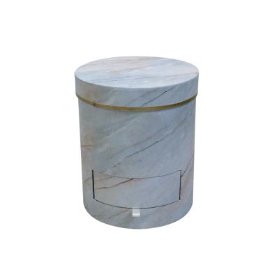 China Handmade/Recycled Flower Material Marble Material Bouquet Drawer Flower Packaging Boxes With Lid Custom Round Box For Rose Flower Boxes for sale