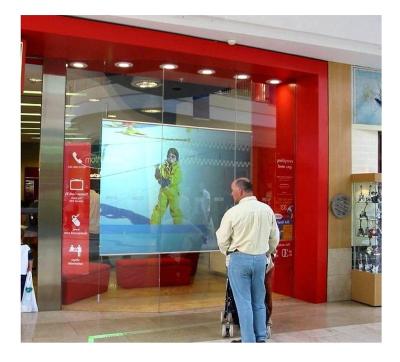 China transparent adhesive layer rear projection film/clear film/transparent screen/3D holographic rear projection screen film for window shop for sale