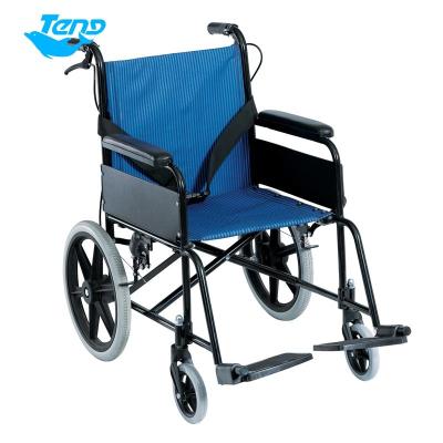 China Double Cut Folding Manual Wheelchair Rehabilitation Therapy Factory OEM Folding Indoor Metal Steel Manual Wheelchair For Disabled for sale