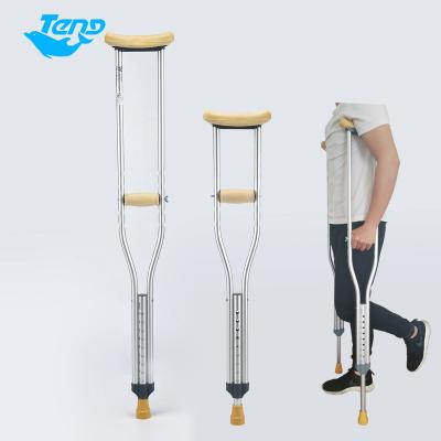 China Yuteng Armpit Support Crutch Aluminum Alloy Flexible Axillary Medical Adjustable Armpit Support Walking Armpit Crutch for sale