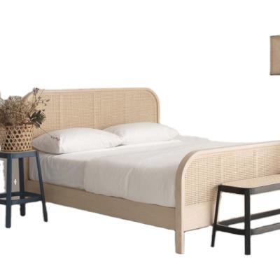 China Double Beds (Others) Adjustable Double Bed Southeast Asian Modern Minimalist Wooden Style for sale