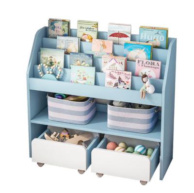 China Kindergarten Shelf Adjustable Floor Storage Rack Floor Small (Size) Baby Bookcase With Single for sale