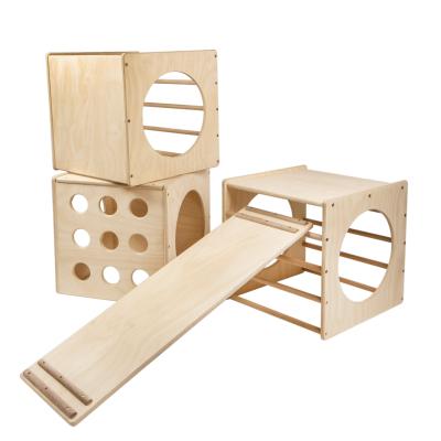 China Chinese factory cube game safety wooden educational amount of ramp slide for sale