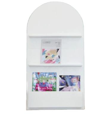 China Eco-friendly White Simple Floor Stand Picture Book Creative Instituto Display Storage Shelf for sale