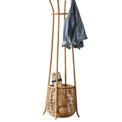 China Nordic Adjustable Floor Hanger Rattan Coat Rack Handmade (Other) Ins Rattan For Living Room, Bedroom for sale