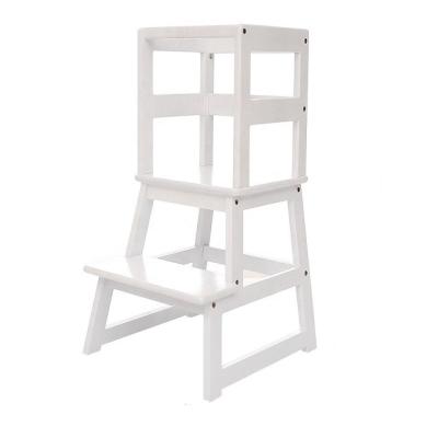 China Adjustable (Height) Learning Tower Stool Kids Learning Tower Step Stool With Safety Rail for sale