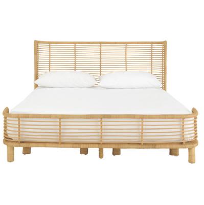 China Nordic Style Rattan Adjustable Double Bed (The Other) Modern Minimalist Wooden Bed for sale