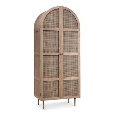 China European Rattan Design Extendable Wardrobe Furniture Solid Wood Wardrobe for sale