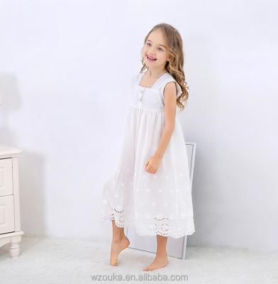 China Summer Thermal Children's Cotton Sleeveless Sleepwear Embroidered Cute Ruffled Long Princess Girls Dress for sale