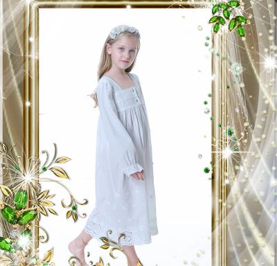 China QUICK DRY Girls Dress White Princess Nightgowns Cotton New Parent-child Sleepwear Lace for sale