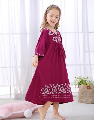 China Wear-woven Soft Cotton Automated Robe Sleepwear New Girls Summer Thermal Nightgown Girls Embroidered Pajamas for sale