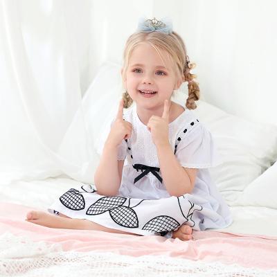 China Girls Breathable Woven Cotton Embroidery Beautiful Sleeve Girl Dress Computer Along Princess A Word Breathable Horn Embroidered Ruffles Edge for sale