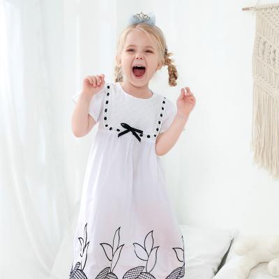 China New Breathable Girls Cotton Embroidery Sleeve Belle Princess Dress Knee-Length Computer Embroidered Ruffles Edge for sale