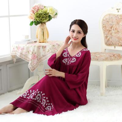 China Breathable Women's Sleepwear Robe Ladies Long Plus Size Short Sheathed Cotton And Loose Size Princess Nightgown for sale