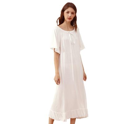 China Loose Princess Long Length QUICK DRY Pure Cotton Four Seasons Pajamas Comfortable Breathable Ladies Short Sleeve Pajamas for sale