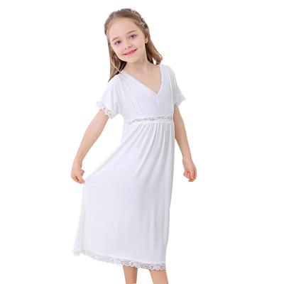 China New Parent-child High Quality QUICK-DRY Lace Pajamas Robe Girl's Cotton Princess Style White Pajamas for sale