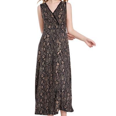 China Women's Anti-wrinkle Dress Vest European And American Stylish Leopard Print Snake Print Long Combed Modal Drape Repair Body Classic Dress for sale