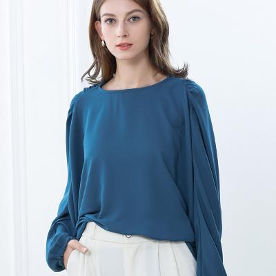 China Spring 2021 new spring shirt women's silk blouse Anti-wrinkle fashion loose solid large size European and American style T-shirt long-sleeved tops for sale