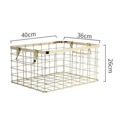 China CLASSIC Desktop Cosmetic Storage Magazine Storage Basket Metal Basket Home Space Decoration Iron Basket Fashionable Gold Finish Towel for sale