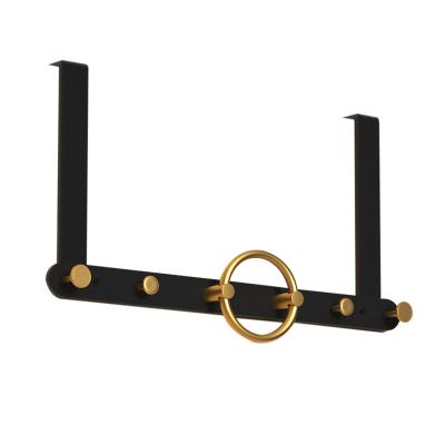 China Modern Hook Behind The Door Bedroom Bathroom Hanger Free Punching Lengthened Round Light Space Luxury Aluminum Widened Black for sale