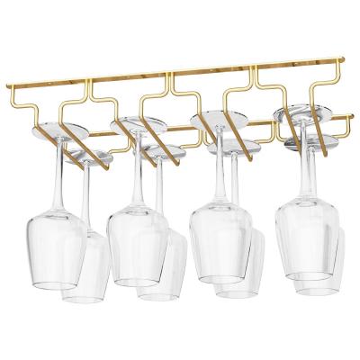 China (Other) Household Upside Down Adjustable Hanging Wine Glass Rack Stainless Steel Goblet Holder Iron Wine Rack Thickening Without Trace Gold for sale