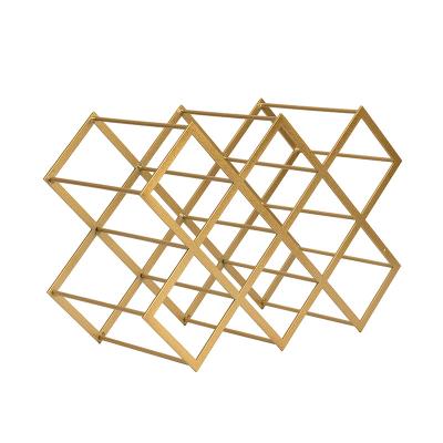 China Simple home wine rack 5 iron living room decoration (others) wine rack metal ornaments diamond lattice adjustable geometric wine cabinet for sale