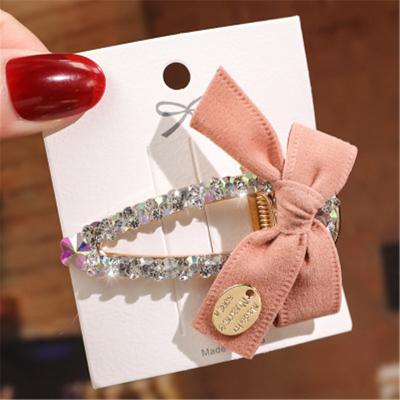 China Soft INS Girls Hair Clips Hair Accessories Crystal Hair Bows Clips Korean Wholesale Hair Clips for sale