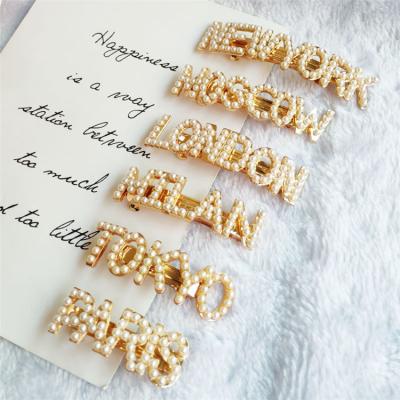 China Popular Fashional Women Words Beads Hair Pin Girls Hair Clips Beautiful Alloy Hair Clips For Women Accessories for sale