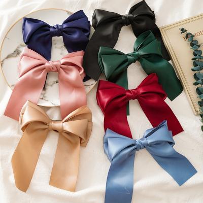 China Fashion Europe and America new style big pure color ribbon Bowknot spring clip for women factory wholesale for sale