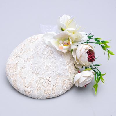 China Fashion popular graceful ladies sinamay hats wedding fascinator white hair decoration for sale