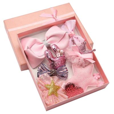 China Luxe Eco-Friendly Baby Hair Clips Set In Box Pastel Bows Barrette Baby Hair Accessories For Baby Gift for sale