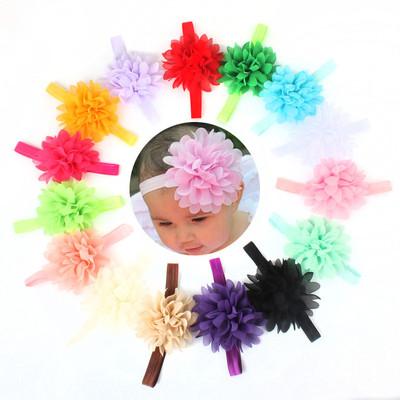 China Polyester+cotton Ins Style Chiffon Headband Baby Hair Accessories Headband Flower Headband Baby New for sale