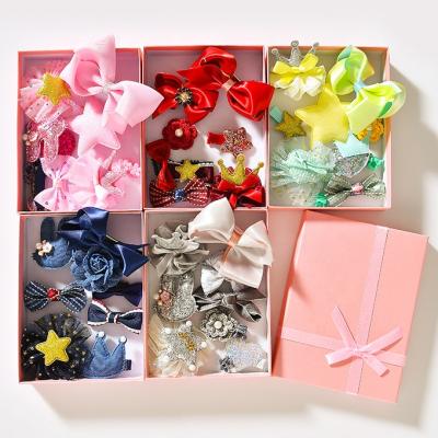 China Soft 10 Pcs / Box Fashion Kids Hair Ornaments Baby Hair Clip Bows Accessories Set for sale