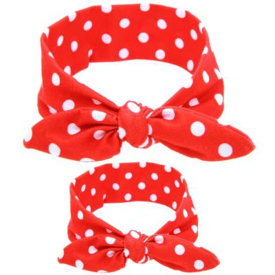 China Rabbit Ear Fabric Printed Headband Headdress Mom Baby Hair Accessories Set Mother and Child Headband Sets for sale