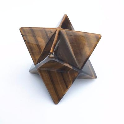 China China Natural Tiger Eye Mineral Crystal Stone, Rose Quartz Crystals Carving Merkaba Star Decorative Crafts for sale